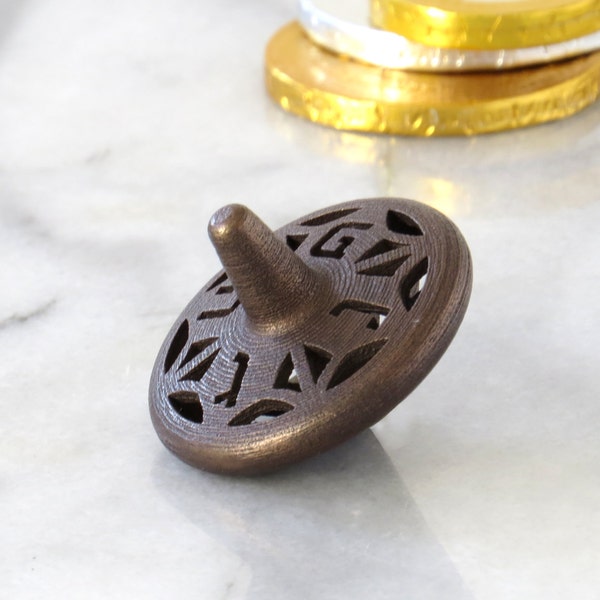 Hanukkah dreidel - Chanukah spin top 3D printed Nickel steel.