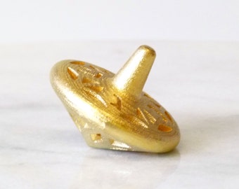 Hanukkah gold dreidel - Chanukah spin top 3D printed steel with gold toning finish, Jewish hanukkah Gift,Judaica art