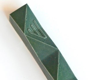 New Color SALE -Geometric Mezuzah Case, Ceramic with Forest Green Matt Glaze, New Home Gift, Made in Israel Fits a 4.8" Scroll
