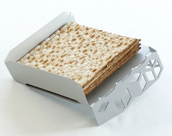 Passover Matzah Plate - Modern Judaica Matzo Tray - Diamond Pattern Seder table decoration, Passover gift, Seder hostess gift Made in Israel