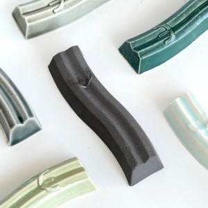 Modern Black Ceramic Mezuzah Case, Wavy Design, Gift from Israel
