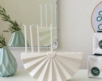 Bougeoir géométrique de Hanoucca en origami, judaïsme moderne, art juif, décoration d'intérieur, cadeau de Hanoucca, cadeau de mariage