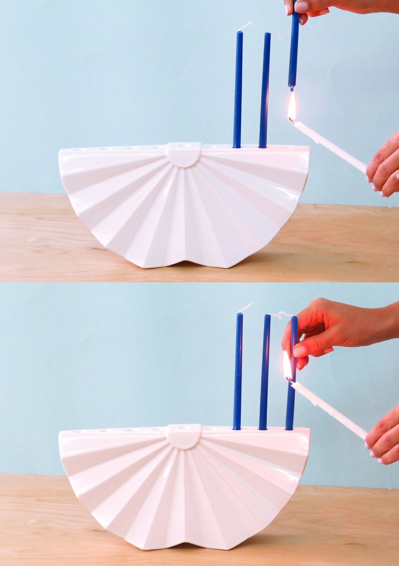 Origami Menorah Hanukkah Menorah Modern Judaica White - Etsy
