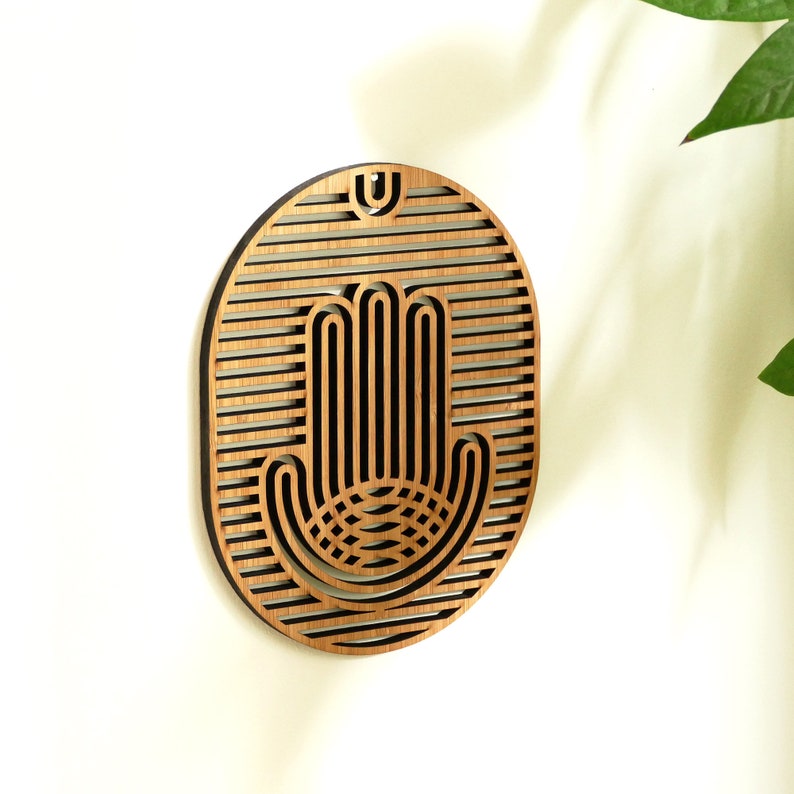 Hamsa Decor Wood Wall Art Bamboo Hamsa Wall Art Medium Etsy