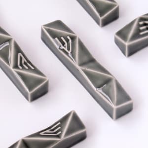 Small Mezuzah Case, Modern Geometric Judaica Fits a 2.7" Scroll, Ceramic with Gray Glaze, Jewish Wedding Gift, Made in Israel