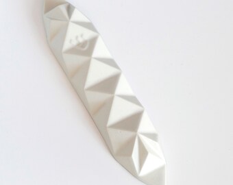 New Color SALE - Geometric Mezuzah Case, Origami Style, Off White Ceramic with Matt Glaze, New Home Gift, Made in Israel Fits a 4" Scroll