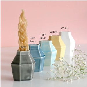 Modern Havdalah Candle Holder , Jewish Wedding Gift. Geometric Ceramic Candlestick, Jewish Home Gift.