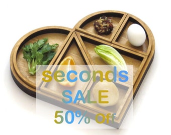 Passover Sale - 50% Off- Passover plate, Wooden Heart Tangram Seder plate and Matzo tray,Passover gift idea, Pesach table