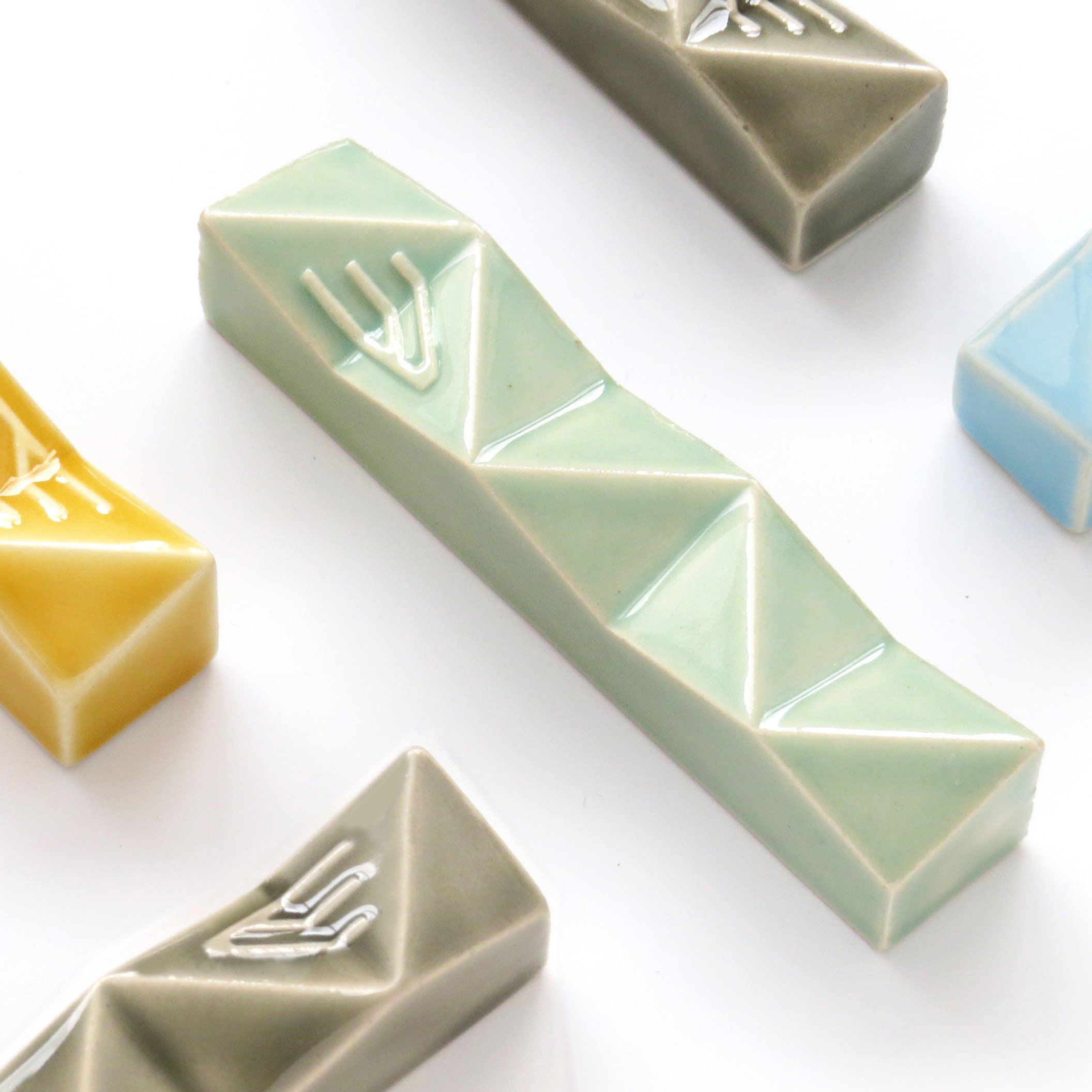 Light green Mezuzah Modern mezuzah caseContemporary Judaica Etsy