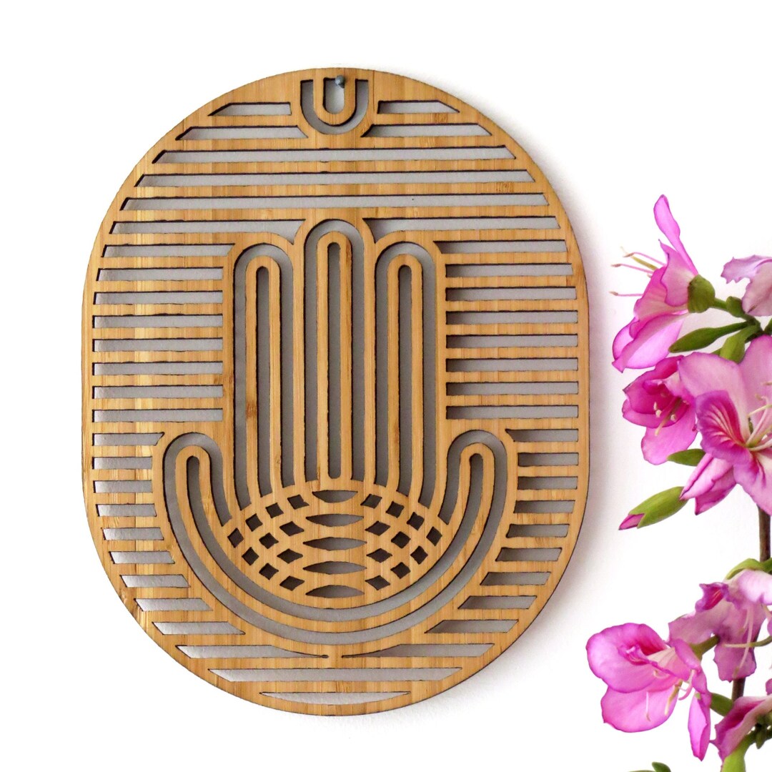 Wooden Hamsa Hand Wall Art Large Size Housewarming Judaica Gift From