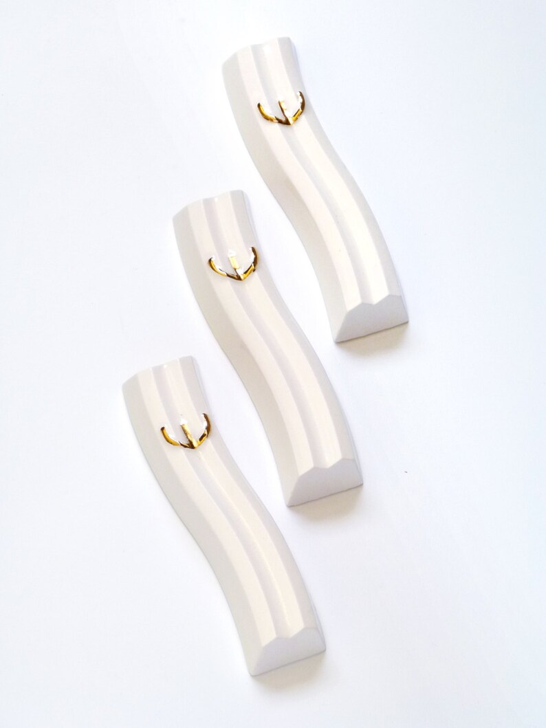 Modern Mezuzah with Gold shin Wavy Ceramic Etsy