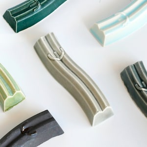 Modern Mezuzah Case, Wavy Ceramic Mezuzah, Ceramic with Glossy Light grey Glaze, Jewish Wedding Gift, Fits a 2.7" Scroll