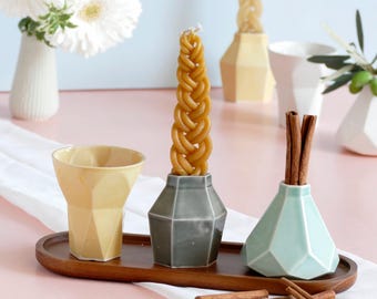 Coffret mystère Havdala couleurs pastel, coupe à vin esthétique, bougeoir juif, cadeau judaïque, cadeau de mariage juif