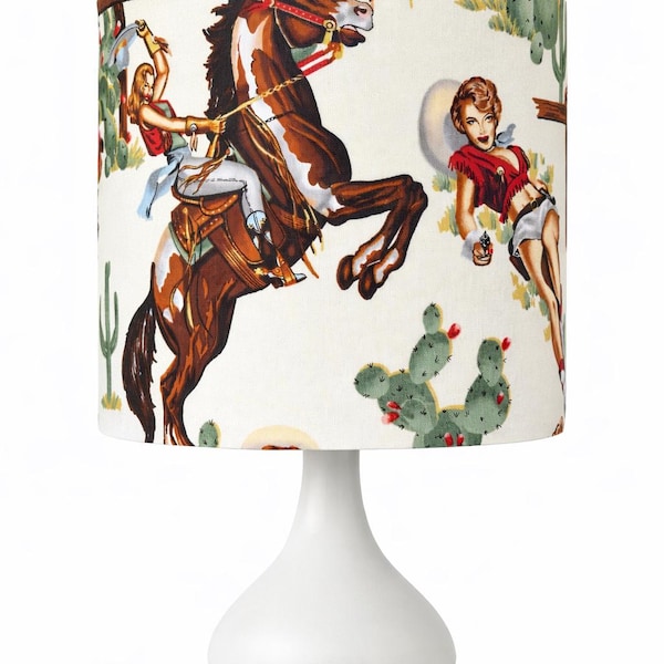 Retro Cowgirl Lampshade: Kitsch Western Ranch Decor