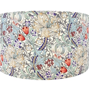 Morris lampshade, Golden Lily floral Art Nouveau lamp shade light shade, for table or standard lamps or ceiling lights