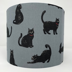 Cats lampshade, black cat lamp shade, grey light shade, for table or standard lamps or ceiling lights