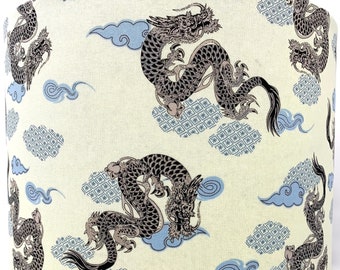 Dragons lamp shade, Japanese oriental asian Chinese style, for standard lamps or ceiling lights