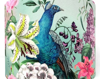 Peacock lampshade, floral lamp shade, light shade for table or standard lamps or ceiling lights