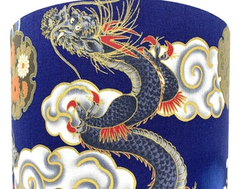 Abat-jour oriental, abat-jour japonais, abat-jour dragon, dragon chinois, or, pour lampe de table ou standard ou plafonniers