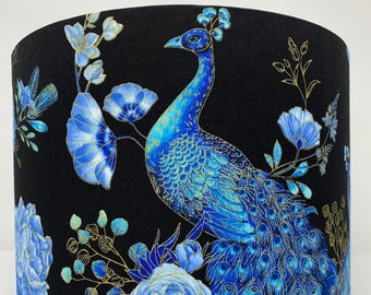 Peacock Lampshade: Blue Chinoiserie Oriental Bird Lamp Shade