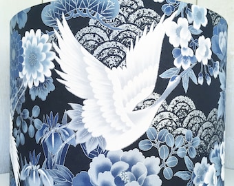 Japanese Crane Lampshade: Oriental Bird Floral Lamp Shade