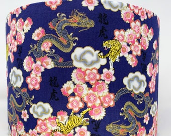 Drachen & Tiger Lampenschirm: Asiatische Tisch oder Decken Lampe