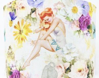 Abajur retrô pin-up girl: abajur floral vintage