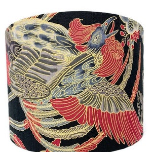 Abat-jour coq japonais : style oriental doré et noir