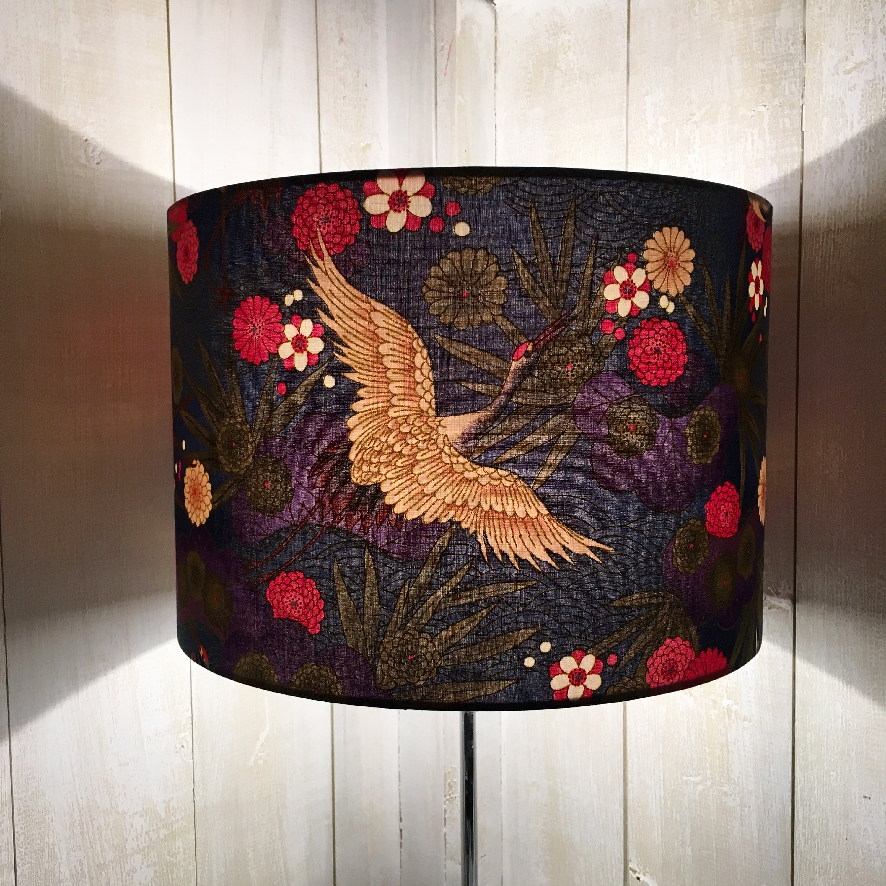 Oriental lampshade Japanese lamp shade crane or heron blue Etsy