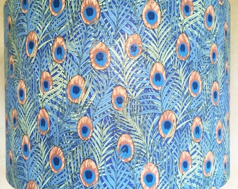 Peacock Feather Lampshade: Art Nouveau Style, Blue & Green