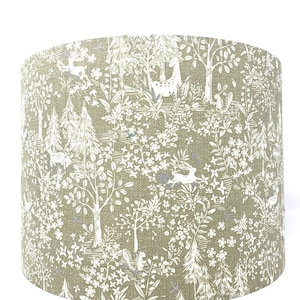 Woodland animals lampshade, hare deer lamp shade, 15cm 20cm 25cm 30cm, drum, ceiling, fox, deer, hedgehog, squirrel, wildlife