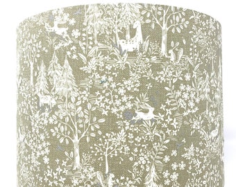 Woodland animals lampshade, hare deer lamp shade, 15cm 20cm 25cm 30cm, drum, ceiling, fox, deer, hedgehog, squirrel, wildlife