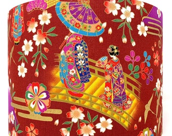 Geisha Lampshade: Red Oriental Light Shade for Table/Ceiling Lamps