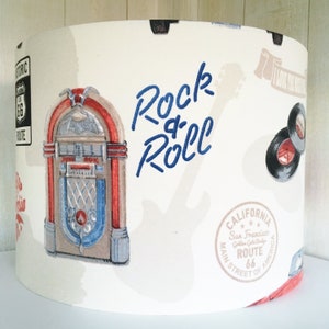 Rock&#39;n&#39;Roll lampshade, retro musical lamp shade for table or standard lamps or ceiling lights