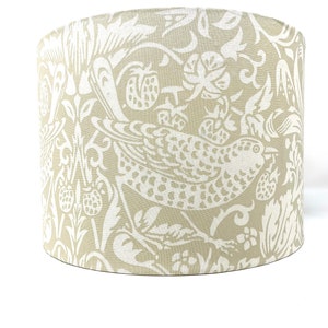 William Morris lamp shade, Strawberry Thief cream beige, for standard lamps or ceiling lights