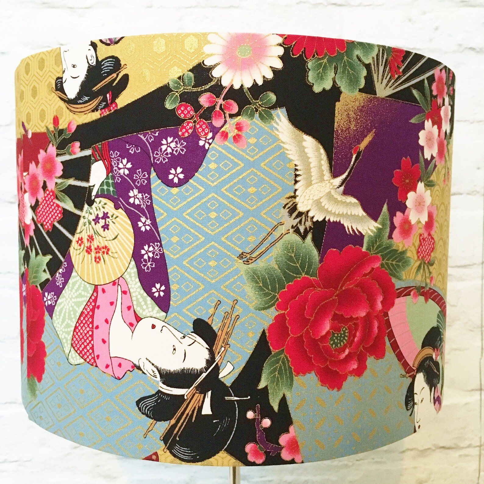 Oriental Lampshade Japanese Lamp Shade With Geisha Ladies in | Etsy UK