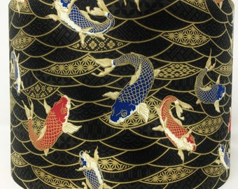 Japanese Carp Lamp Shade: Oriental Black & Gold Light