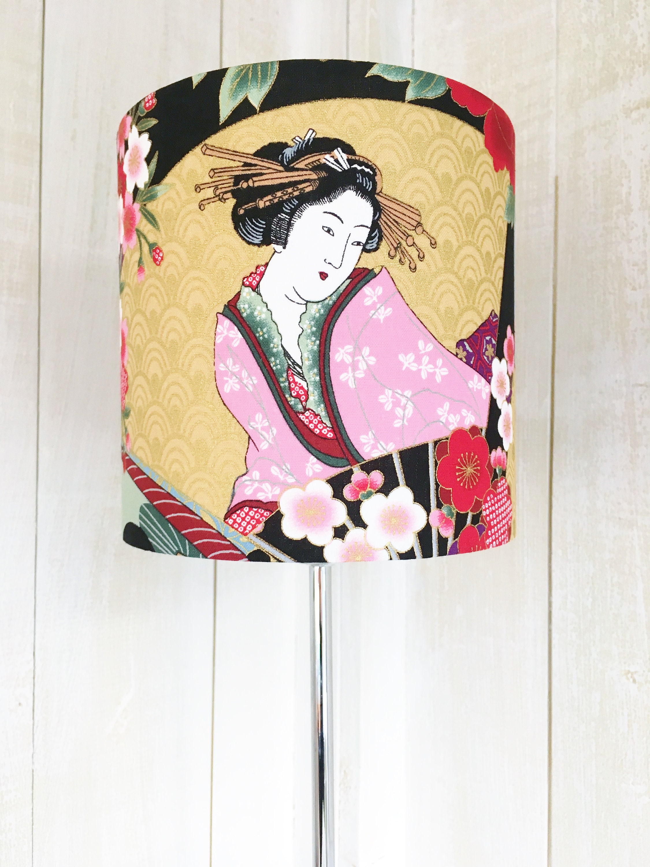 Oriental lampshade Japanese lamp shade with Geisha ladies in Etsy