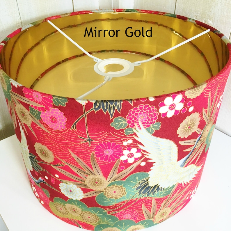 Oriental lampshade Japanese lamp shade crane heron red Etsy
