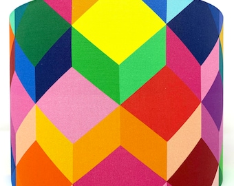 Geometric Lampshade: Colorful Cubes, Table or Pendant Light