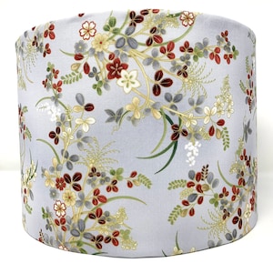 Lampenschirm mit Blumenmuster in grau japanisch orientalisch asiatisch chinesisch für Stehlampe oder Deckenleuchte
