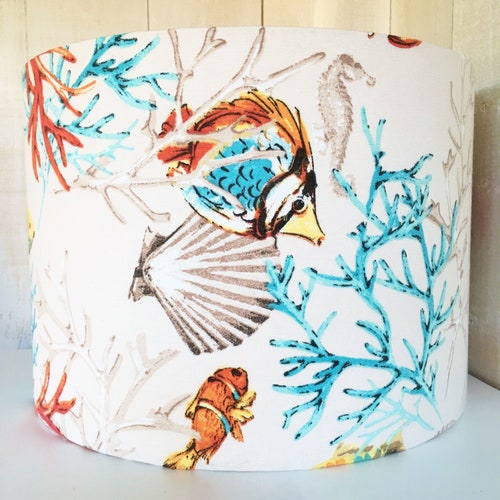 Fish lampshade, seaside lamp shade, tropical beach light shade, nautical decor, beach decor