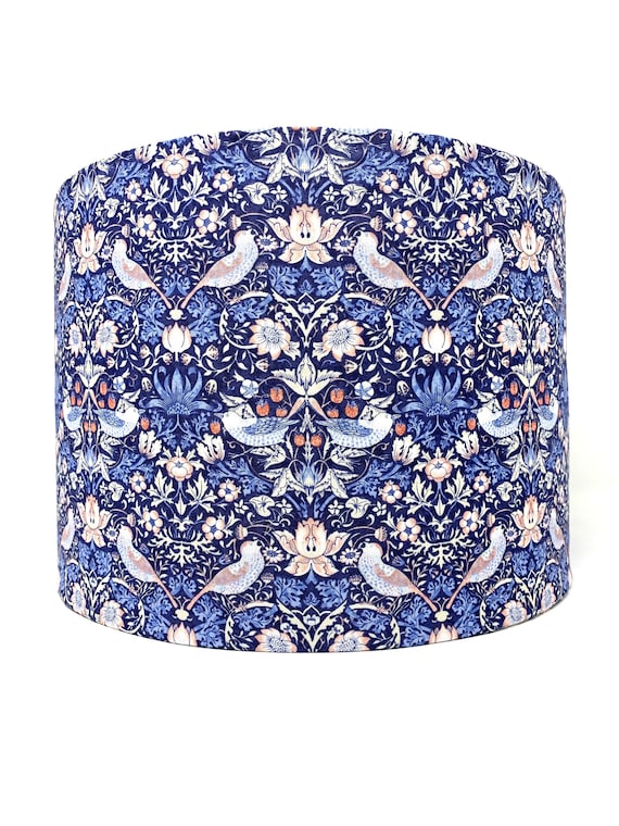 Morris Strawberry Thief Lampshade: China Blue Bird Art Nouveau Light Shade