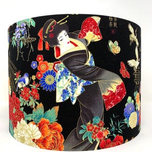 Geisha geiko lampshade, Oriental lamp shade, Japanese light shade, for table or standard lamps or ceiling lights