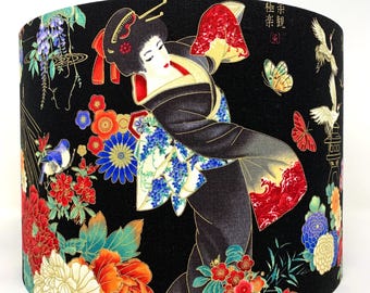 Geisha Lampshade: Oriental Japanese Light Shade for Table/Ceiling Lamps