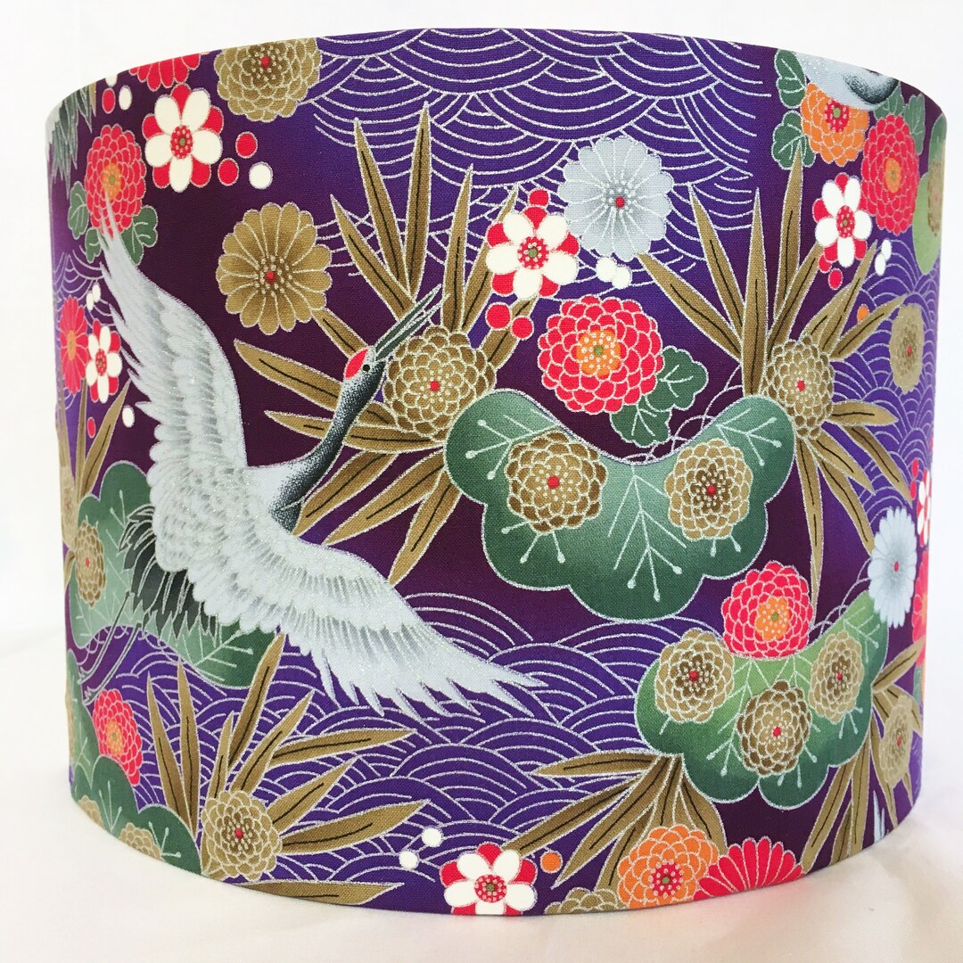 Oriental Lampshade, Japanese Lamp Shade, Crane or Heron, Chinese Asian ...