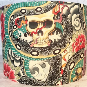 Gothic lampshade, tattoo Geisha, 15cm 20cm 25cm 30cm, skull lamp shade, snake, Japanese, drum, ceiling, table lamp