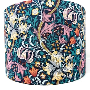 William Morris Golden Lily lampshade navy blue Art Nouveau lamp shade for standard lamps or ceiling lights