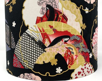 Japanese Geisha Lampshade: Black & Gold Oriental Light Shade