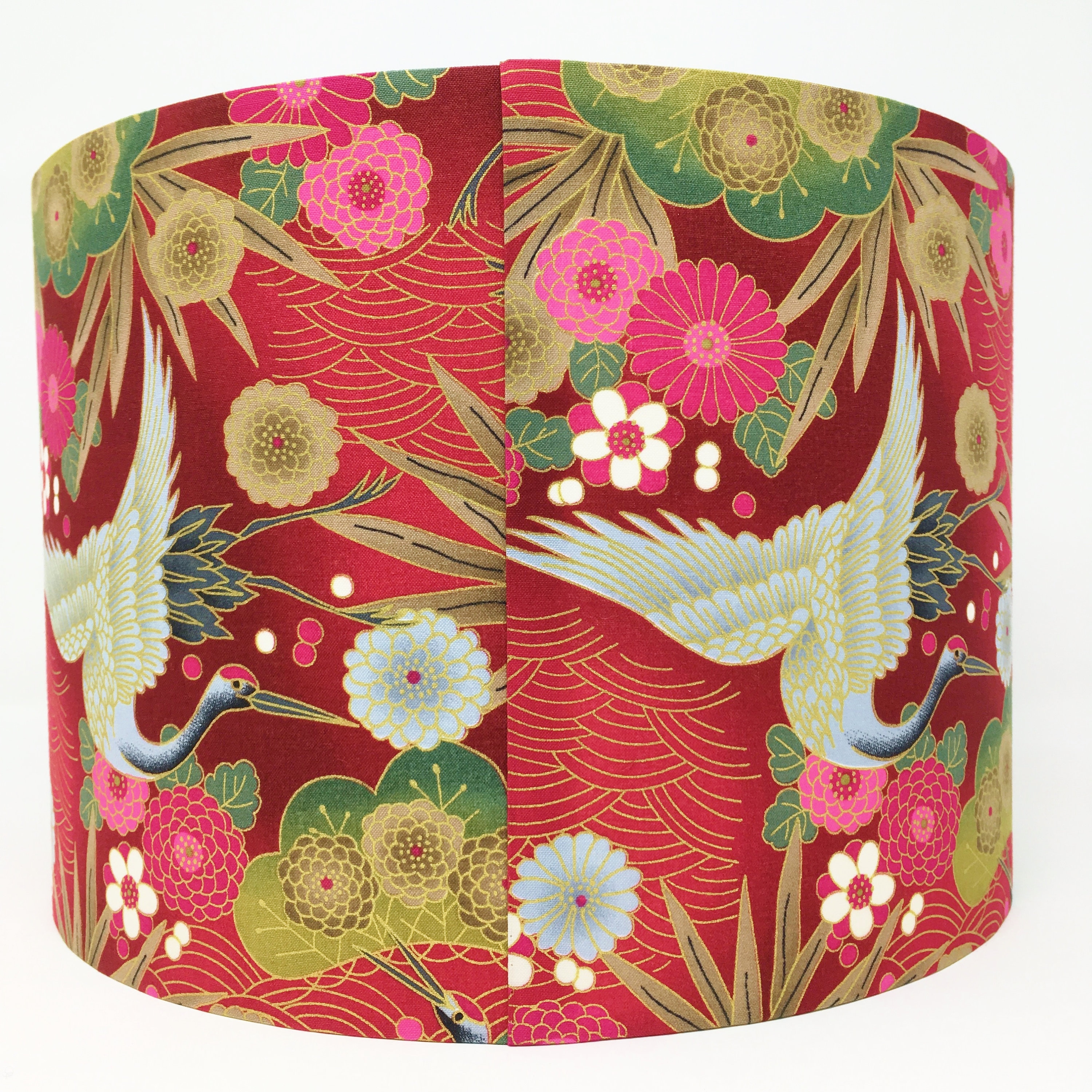 Oriental lampshade Japanese lamp shade crane heron red Etsy